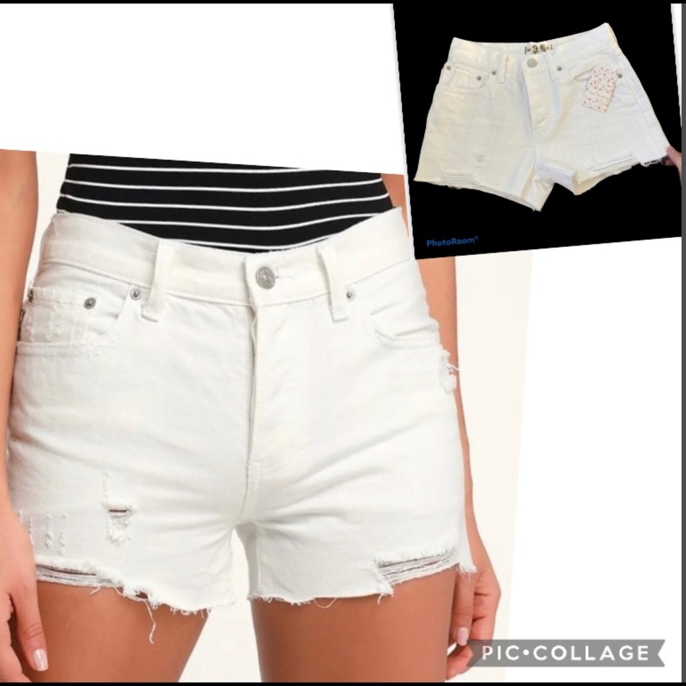 NWT free people white button down jean short
